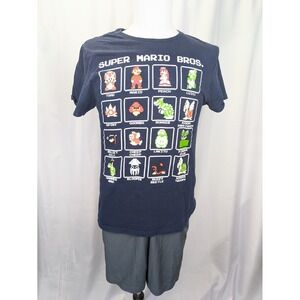Super Mario Bros T-Shirt & Under Armour Shorts Mens Medium‎ Graphic Nintendo Lot